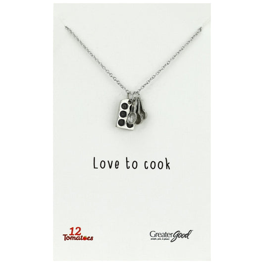 Baking Pan & Spoons Pewter Necklace