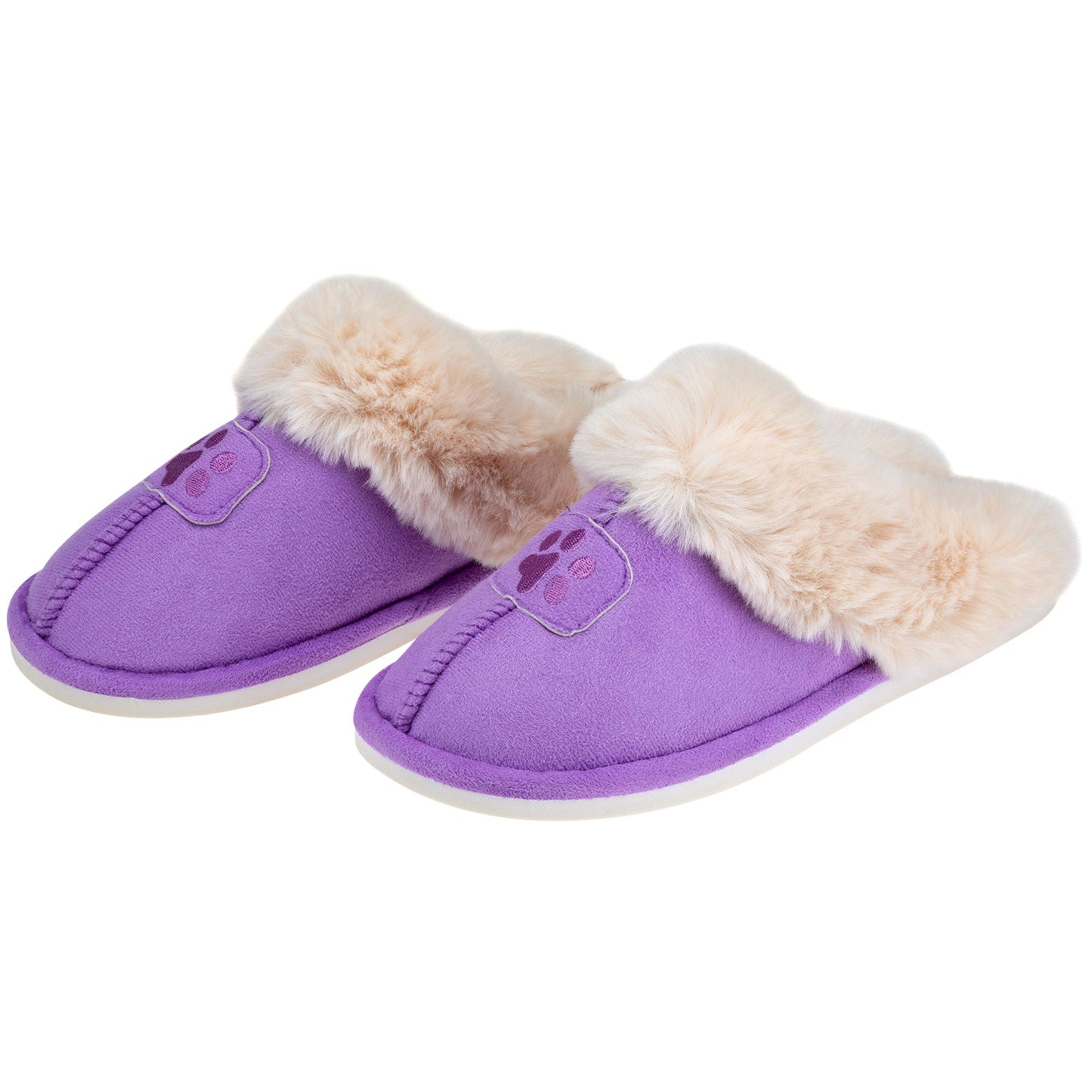 Paw Print Faux Fur Slide Slippers