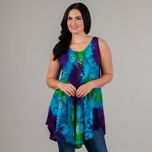 Tie-Dye Dragonfly Hand Crafted Sleeveless Tunic