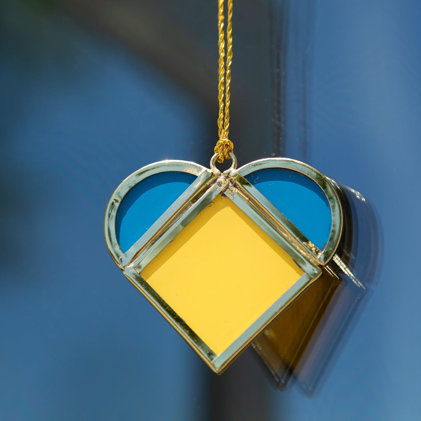 Stand with Ukraine Glass Heart