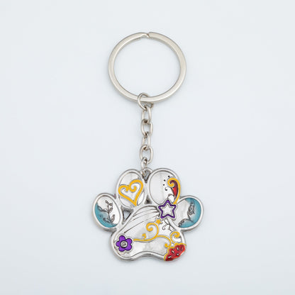 Swirl Paw Print Keychain