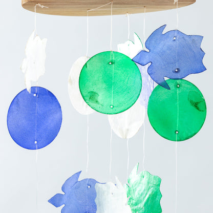 Aqua Blue Capiz Wind Chime