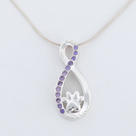 Infinity Love for Paws Sterling & Crystal Necklace