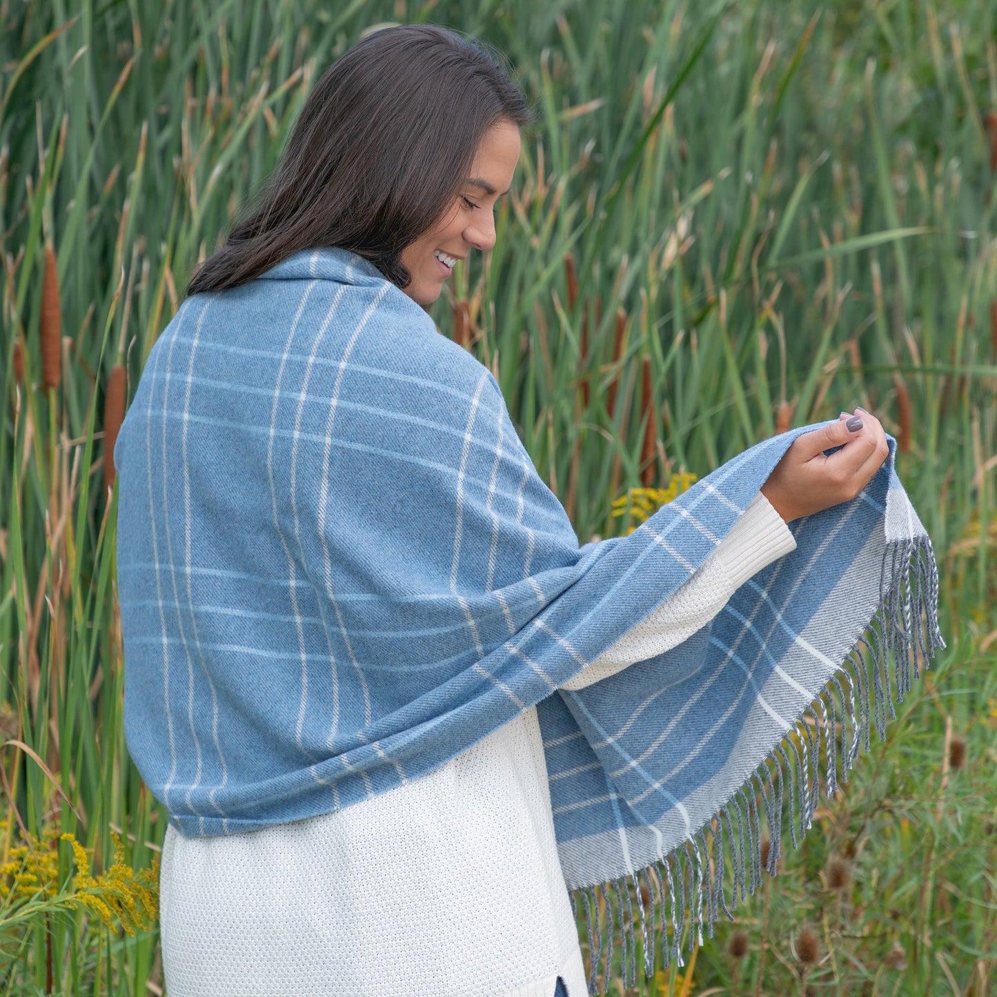 Ukrainian Merino Wool & Cashmere Plaid Shawl