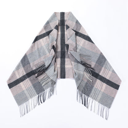 Ukrainian Merino Wool & Cashmere Plaid Shawl