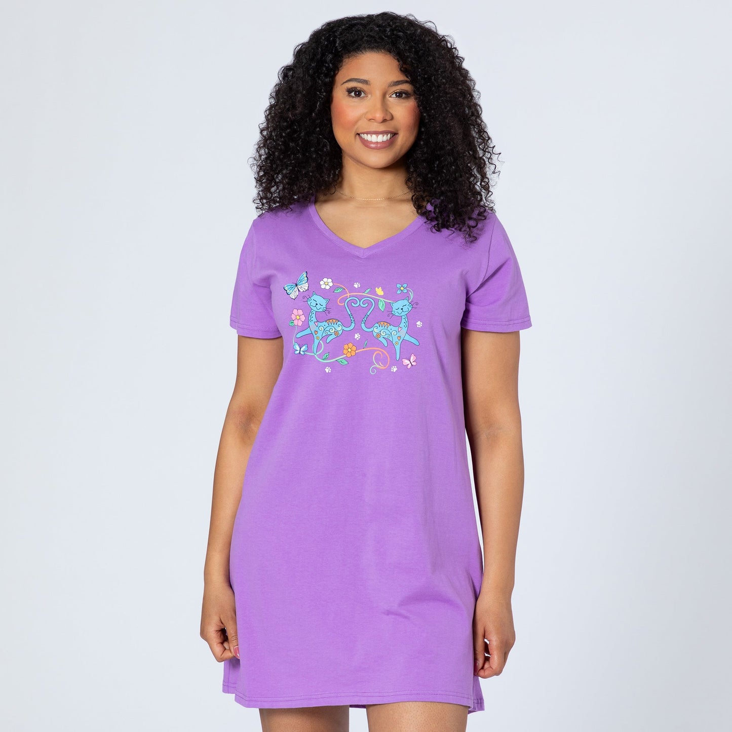 Flowers & Festive Pet V-Neck Nightgown