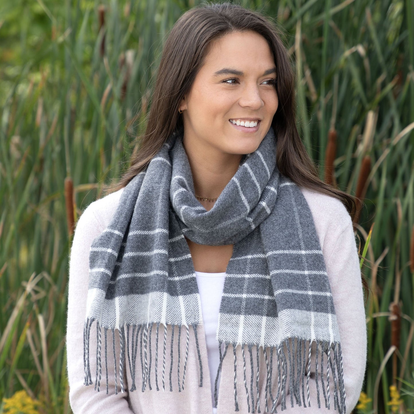 Ukrainian Merino Wool & Cashmere Plaid Scarf