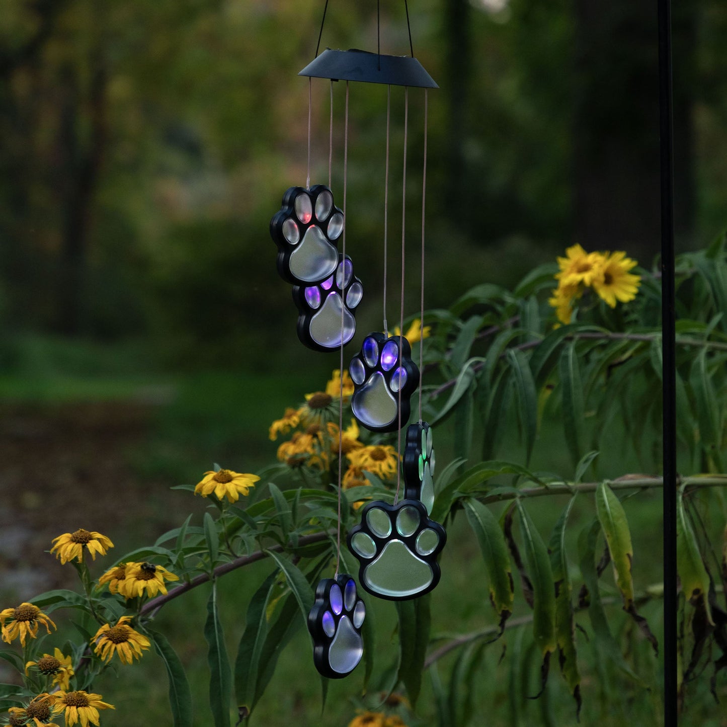 Multicolor Paw Print Solar Chime