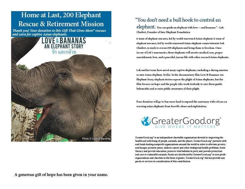 Donation - Home At Last, A 200 Elephant Rescue & Retirement Mission