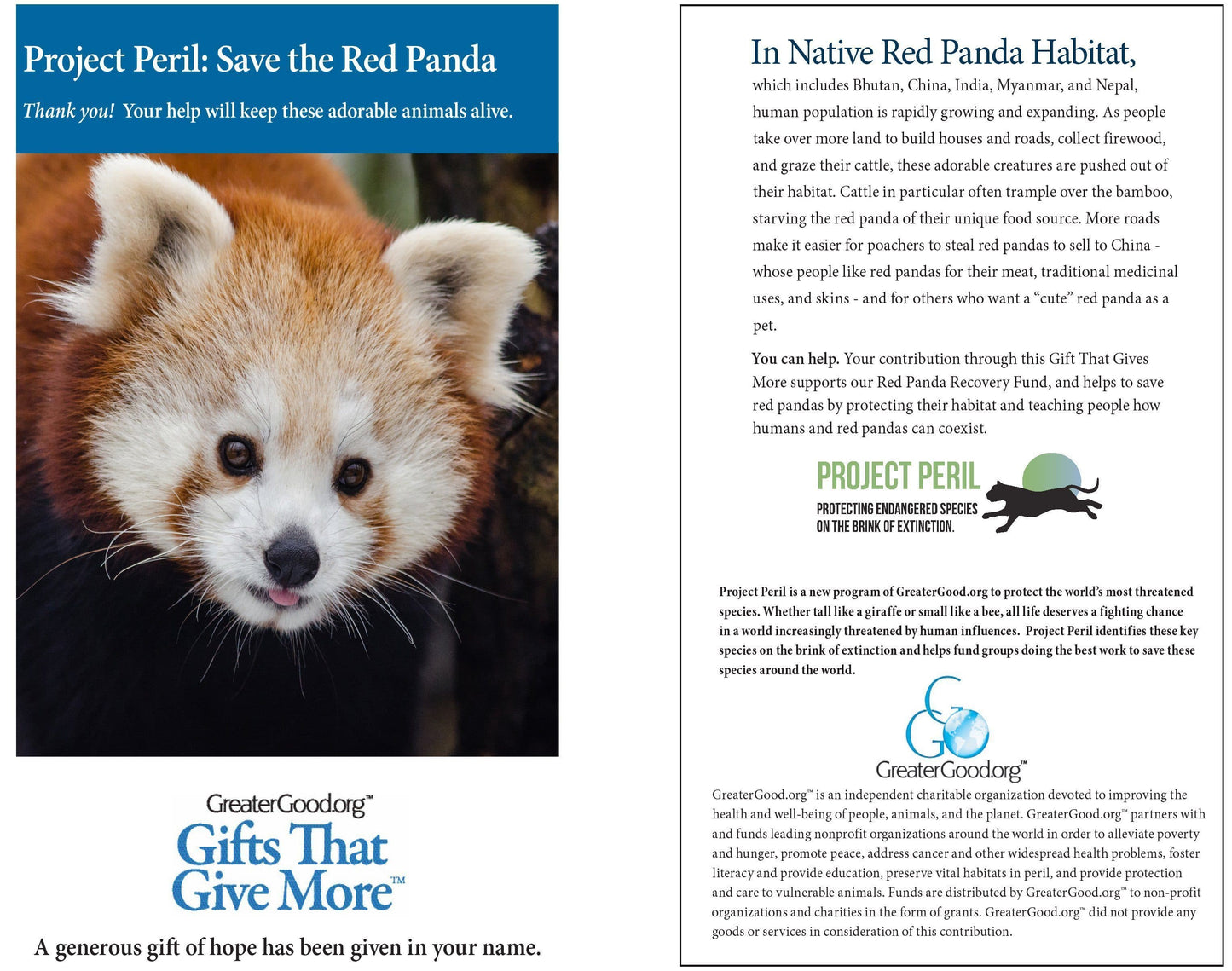 Donation - Project Peril: Help Save The Red Panda