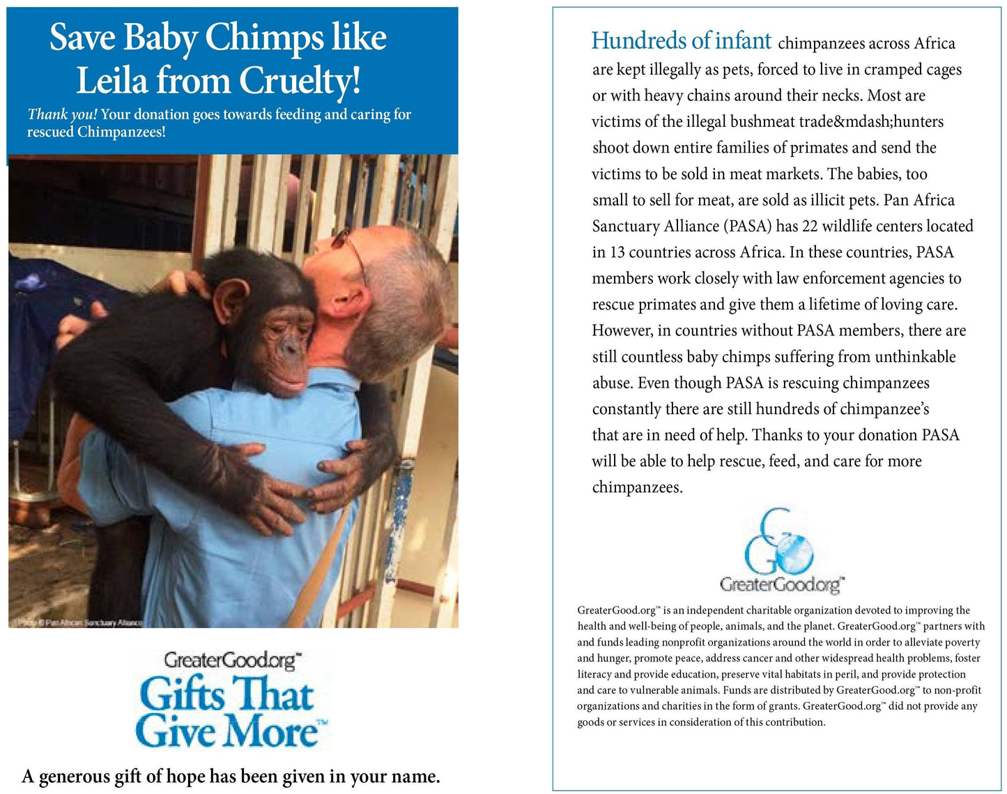 Donation - Save Baby Chimps Like Leila From Cruelty!