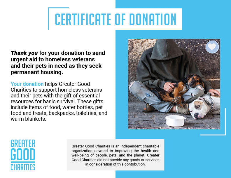 Send Critical Supplies to Veterans & Pets Experiencing Homelessness - 1 Good Pack